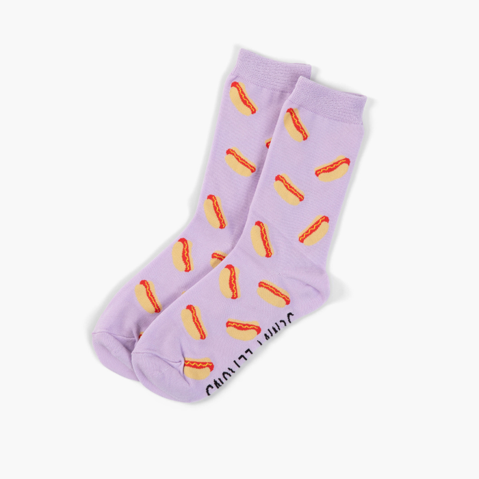 Lavender Hot Dog Crew Socks