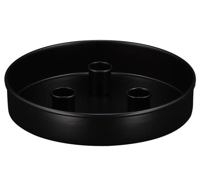 Round Metal Candle Platter - Jet Black