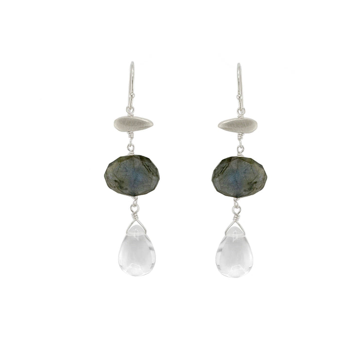Little nugget w. stone & quartz earrings: Vermeil / Moonstone