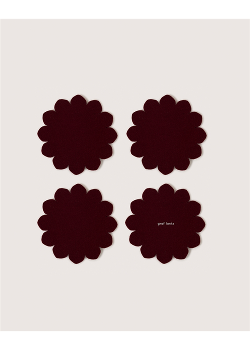 Crest Merino Wool Coaster Solid 4 Pack - Burgundy