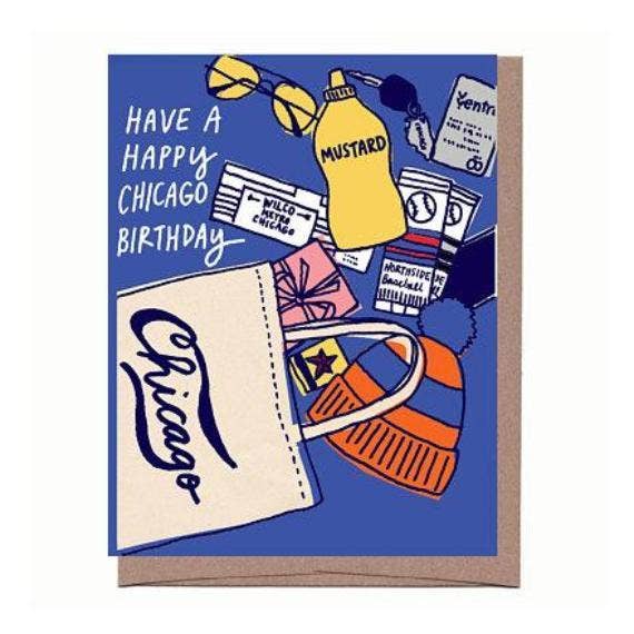City Tote Bag Birthday Greeting Card: Chicago