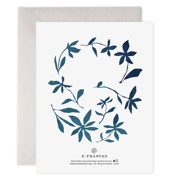 Indigo Flowers Greeting Card: 4.25 X 5.5 INCHES