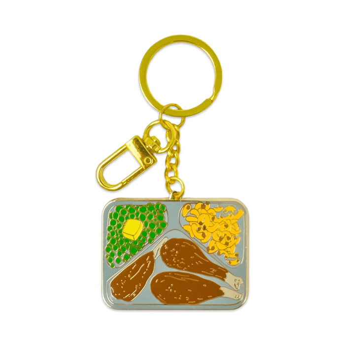 Retro TV Dinner Enamel Bag Charm & Keychain