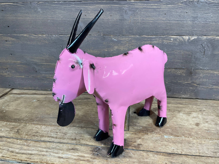 Fiesta Goat-Colorful-Metal-Garden Yard Art-Small-6Wx15Lx14H : Pink