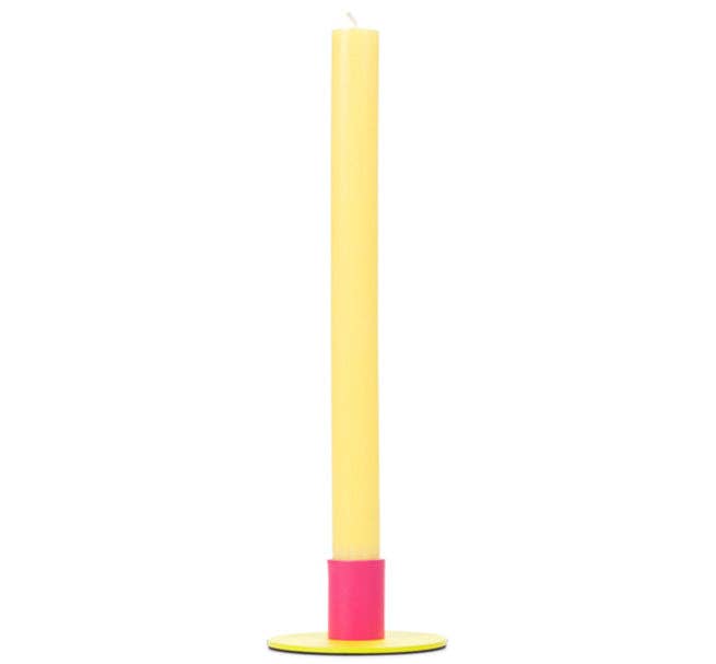 Small Two-Tone Two-Tone Sulphur & Neyron Pink Metal Candleholder