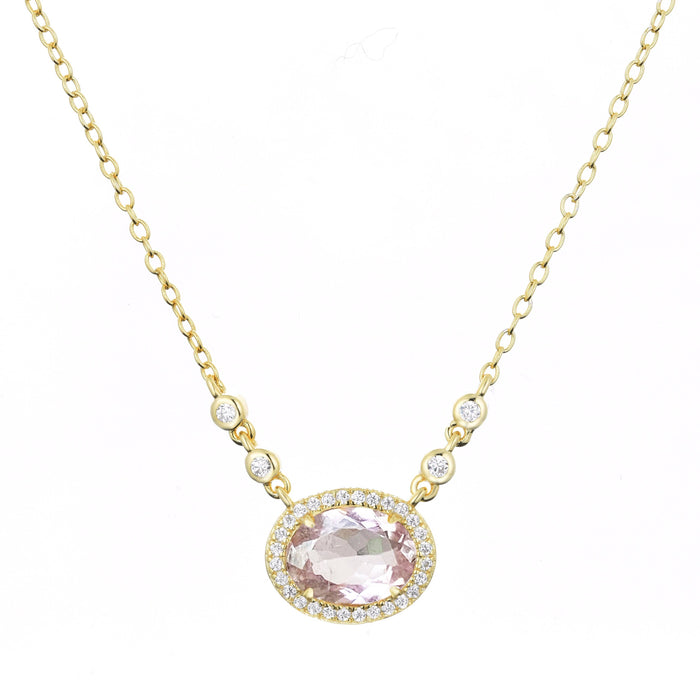 Aura Tourmaline Gemstone Necklace: Light Pink