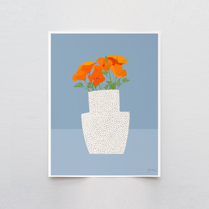 California Poppy Art Print. Signed. Unframed. 201018: 11 x 14 Unframed