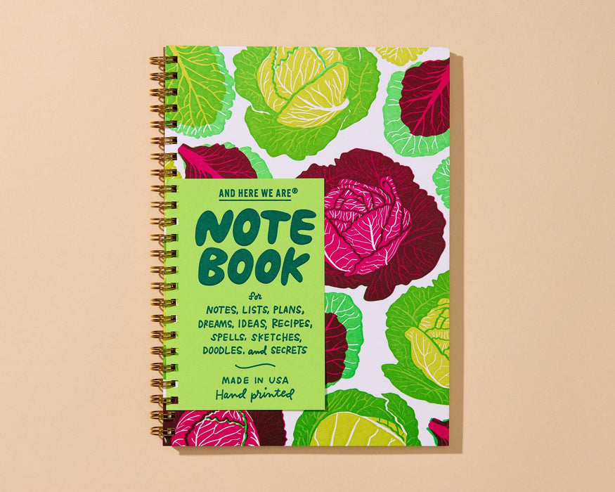 Letterpress A5 Lined Spiral Notebook—Cabbage Vegetable