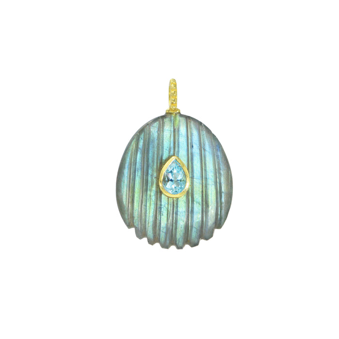 Labradorite Gemstone Pendant With Topaz: Mini Teardrop