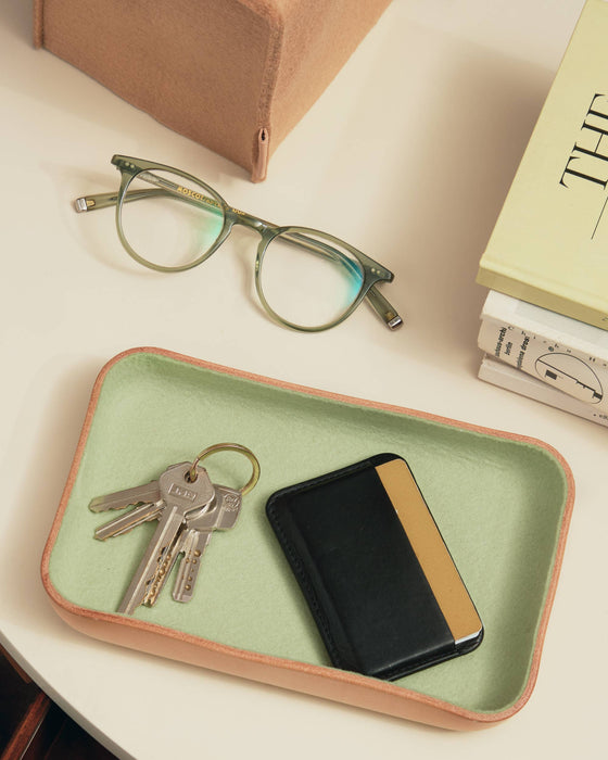 Kawabon Leather/Merino Wool Small Tray-Aloe