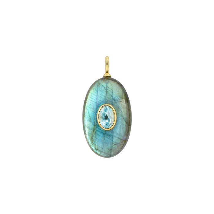 Labradorite Gemstone Pendant With Topaz: Mini Teardrop