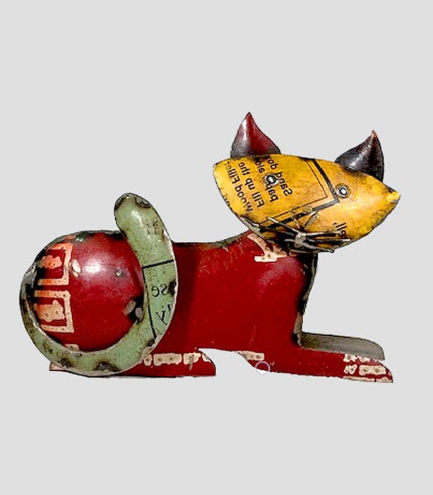 Cat Resting Recycled Metal Animals