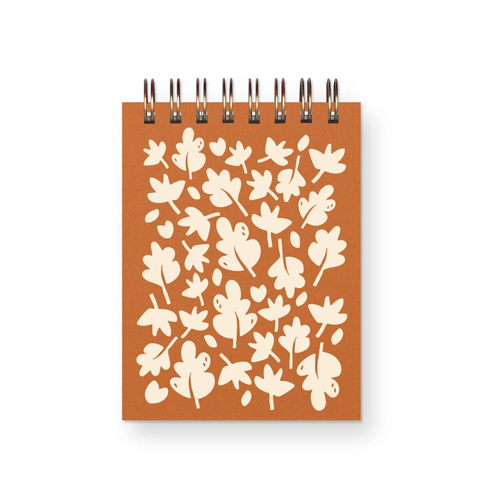 Fall Autumn Leaf Pattern Mini Jotter Notebook: Monarch | White Ink