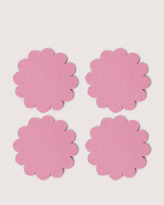 Crest Merino Wool Coaster Solid 4 Pack - Mauve