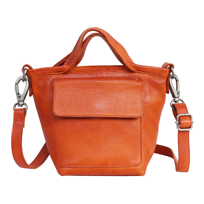 Mick Handcrafted Leather Crossbody Bags: Orange