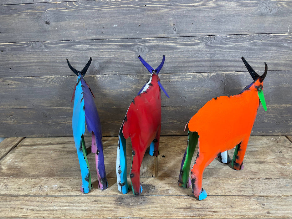 Mardi Gras Colorful Goat-Metal-Garden-Small-6Wx15Dx14H-NEW