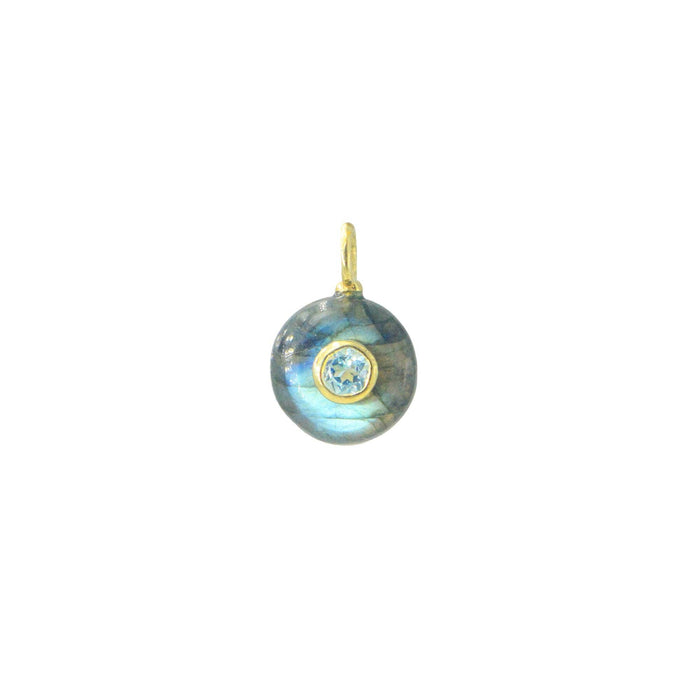 Labradorite Gemstone Pendant With Topaz: Mini Teardrop