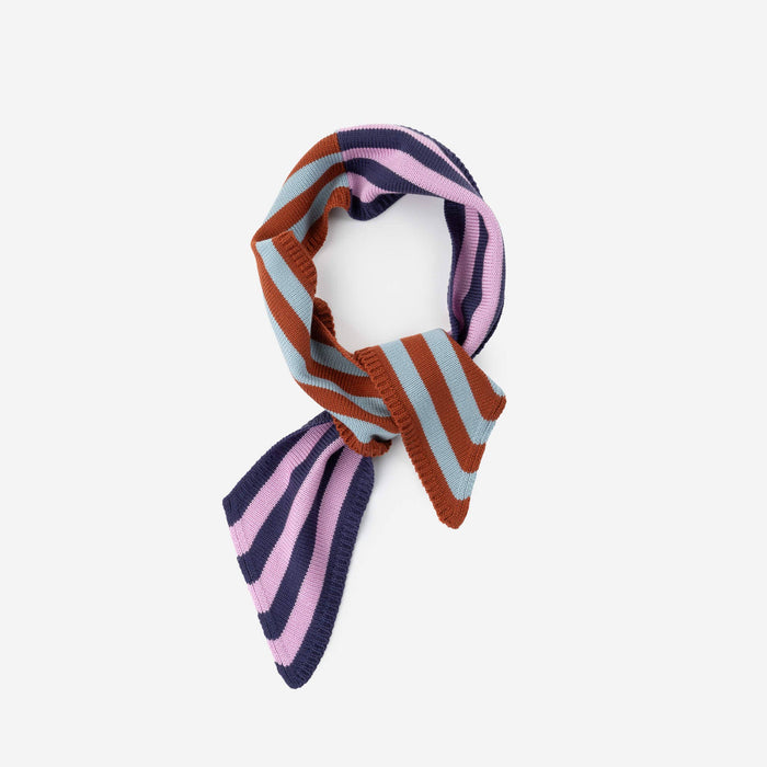 Colorblock Stripe Mini Ribbon Scarf: Lilac Denim
