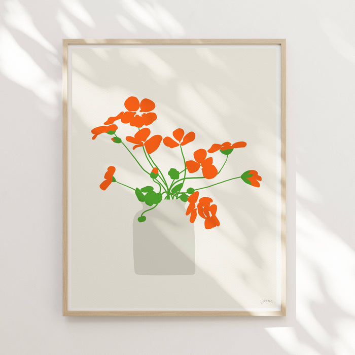 Nasturtiums Art Print. Signed. Unframed. 120926: 11 x 14 unframed