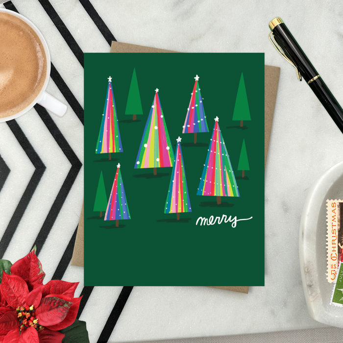 Colorful Trees Holiday Card