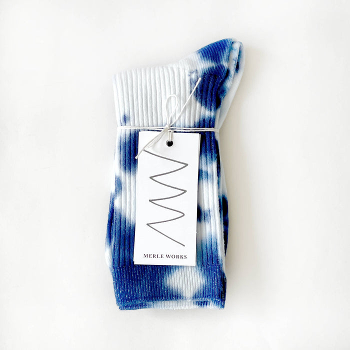 Indigo Tie-dye Dressy Socks: Medium (W 6-10 / M 6-8)