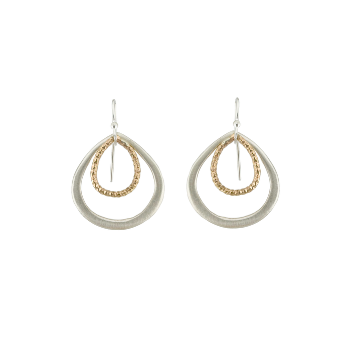 Double drops w. texture earrings: Mixed