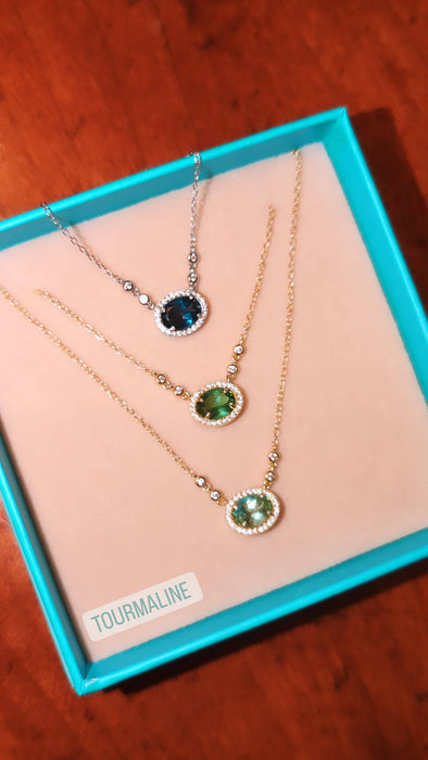 Aura Tourmaline Gemstone Necklace: Light Pink
