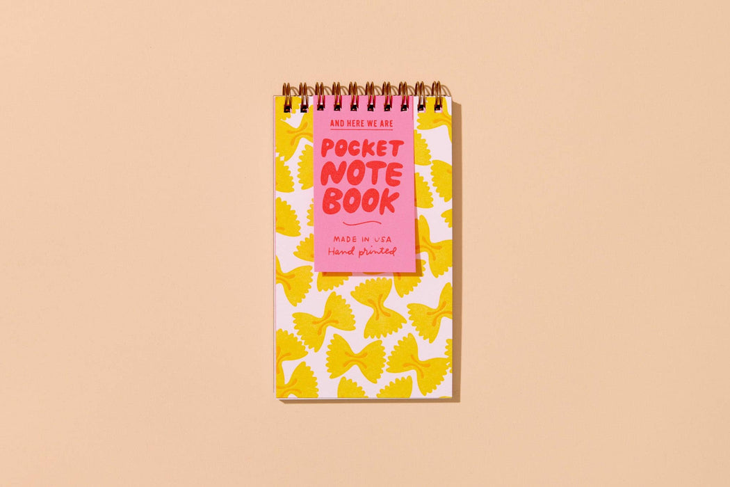 Letterpress Small Spiral Notebook—Farfalle (Bowtie Pasta)