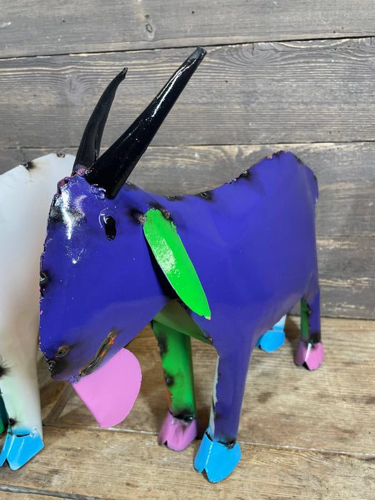 Mardi Gras Colorful Goat-Metal-Garden-Small-6Wx15Dx14H-NEW