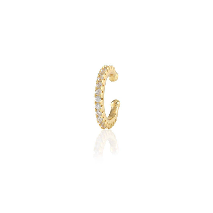 Round Crystal Ear Cuff 18K Gold Vermeil CZ Crystals Hypoallergenic Nickel Free Ships from CA