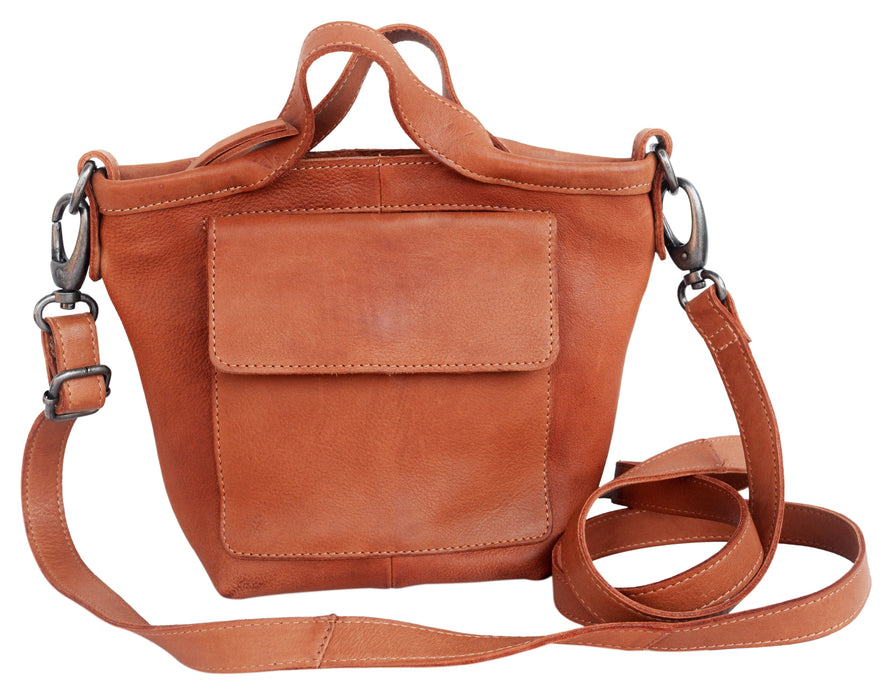 Mick Handcrafted Leather Crossbody Bags: Orange