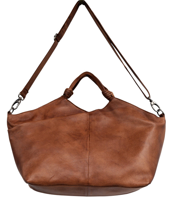Nelly Handcrafted Leather Tote/Crossbody Bags: Cognac