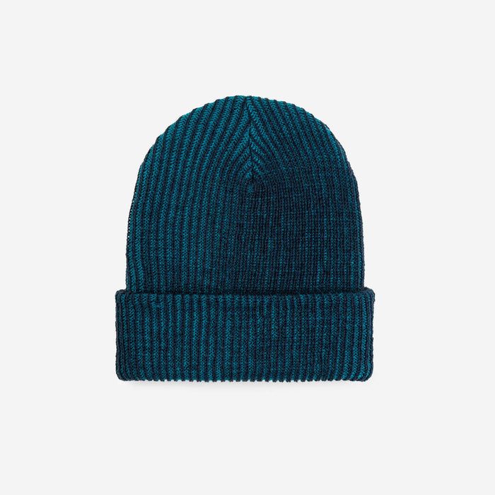 Simple Rib Knit Beanie: Stone Blue Rust