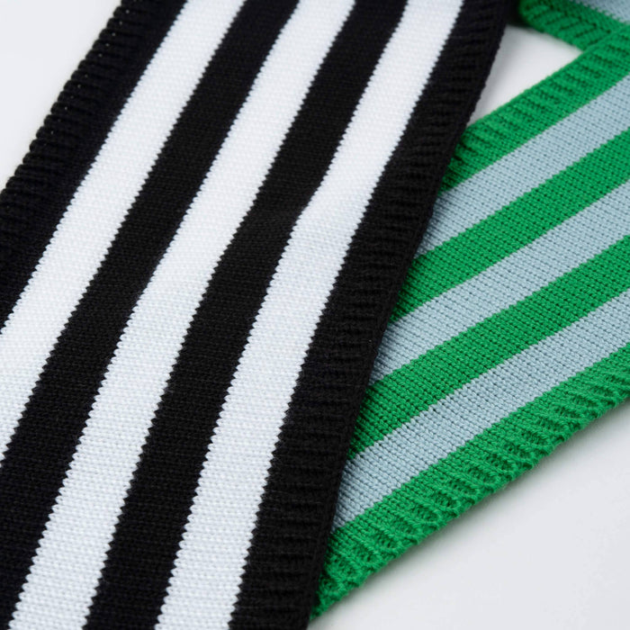 Colorblock Stripe Mini Ribbon Scarf: Lilac Denim