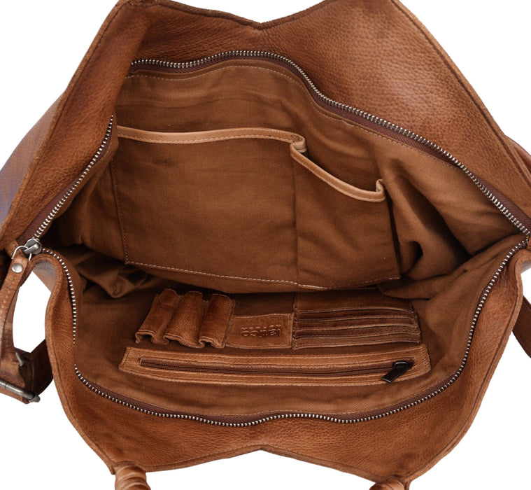 Nelly Handcrafted Leather Tote/Crossbody Bags: Cognac