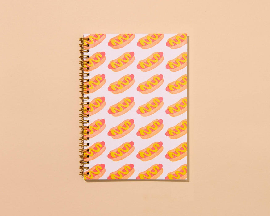 Letterpress A5 Lined Spiral Notebook—Hot Dogs (Summer)