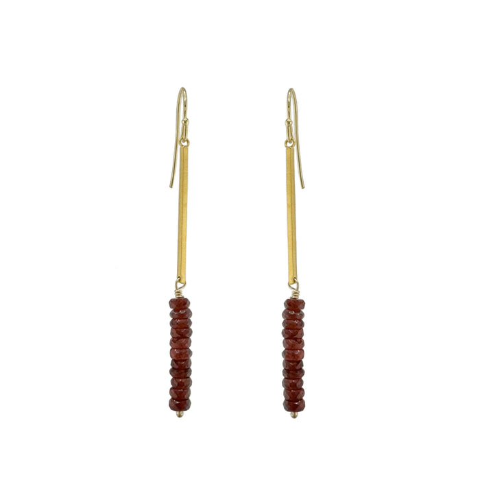 Garnet on bar earrings: Vermeil