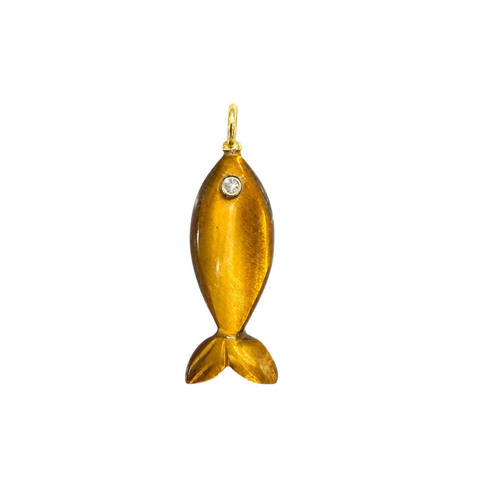 Mini Fish Gemstone Pendant With Topaz: Malachite