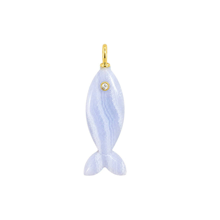 Mini Fish Gemstone Pendant With Topaz: Malachite
