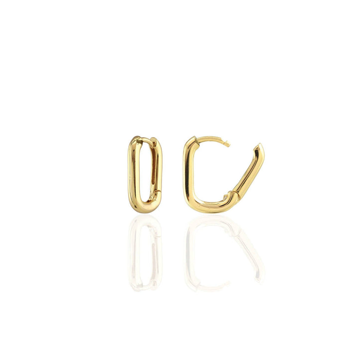 Oval Huggie Hoop Earrings 18K Gold Vermeil Hinge Closure Nickel Free Hypoallergenic Ships from CA: Sterling Silver