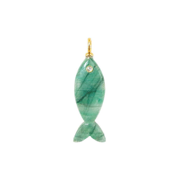 Mini Fish Gemstone Pendant With Topaz: Malachite