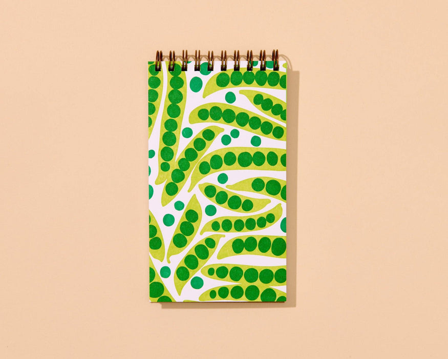 Letterpress Small Spiral Notebook—Green Peas (Summer Garden)