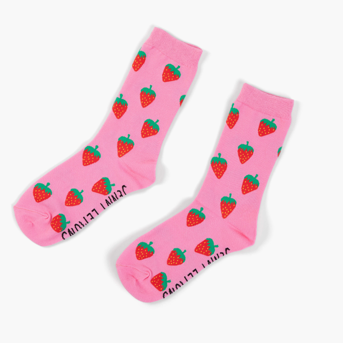 Pink Strawberry Crew Socks