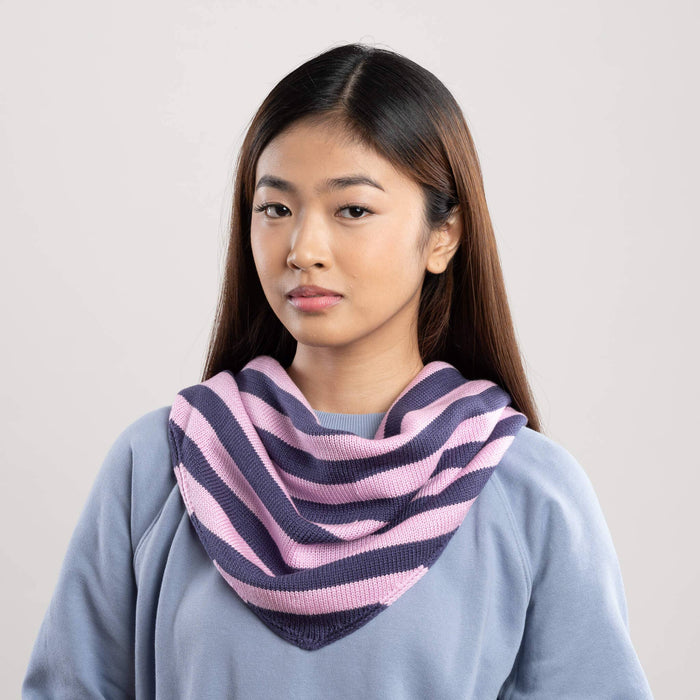 Simple Stripe Triangle Scarf: Lilac Denim