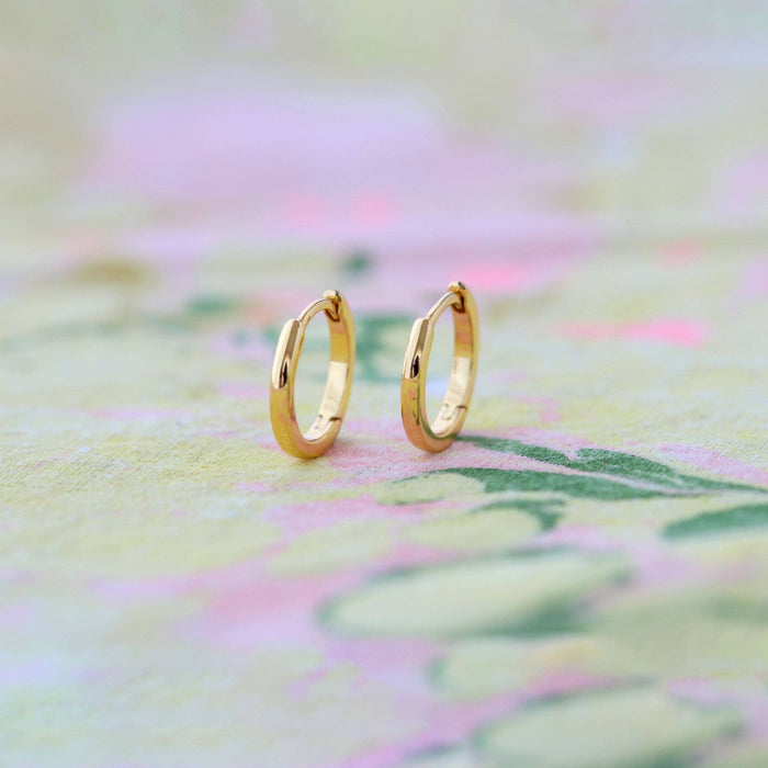 Classic 12mm Hinged Huggie Hoop Earrings: 18K Gold Vermeil