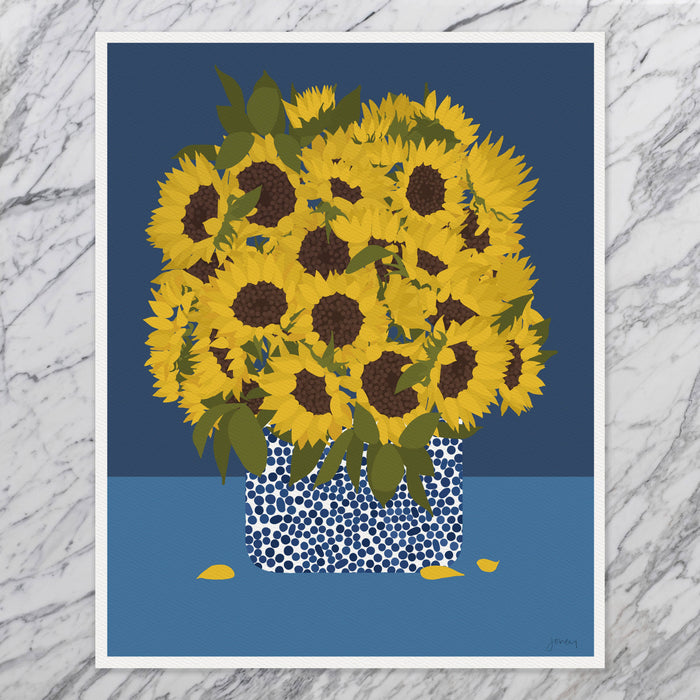 Sunflowers Still Art Print. Signed. Unframed. 231008: 11 x 14 unframed