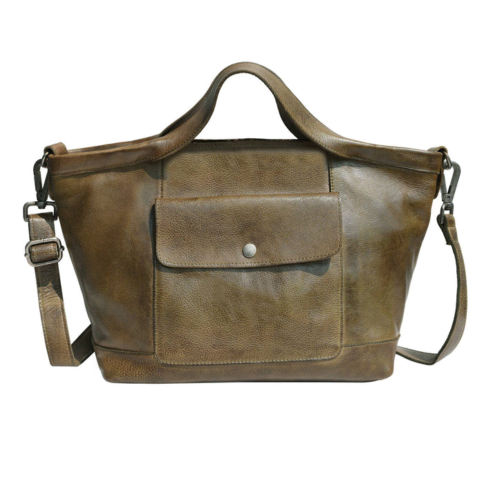 Claire Handcrafted Leather Tote/Crossbody Bags: Moss