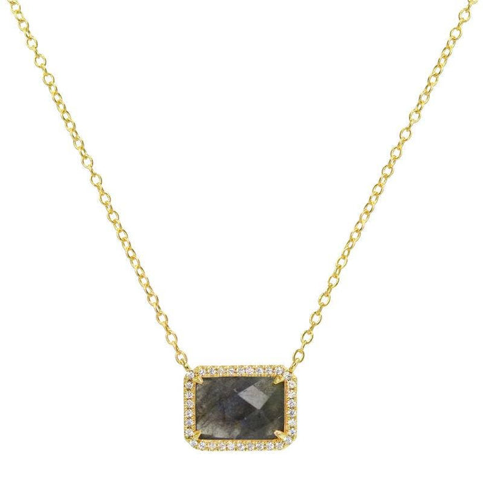 Atiena - Lab Created Rectangle Gemstone Necklace: London Blue