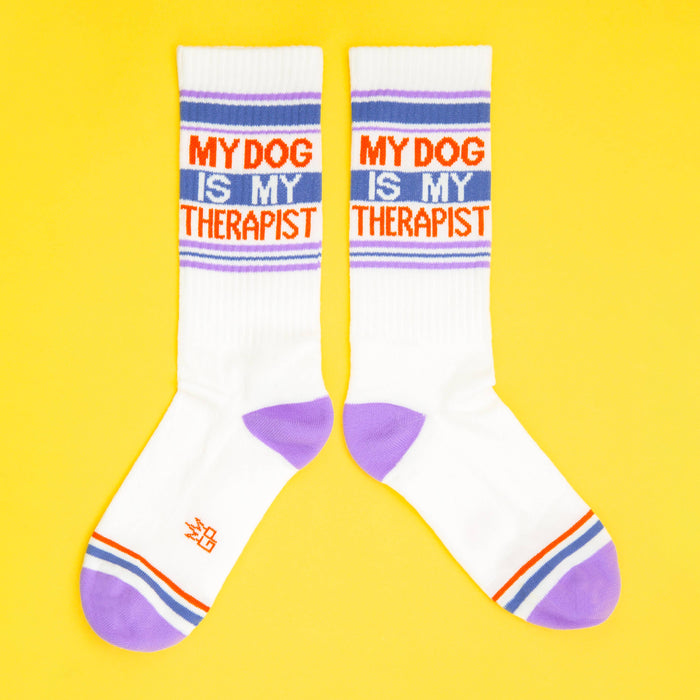 My Dog Is My Therapist Gym Crew Socks - Dog Lover Gift