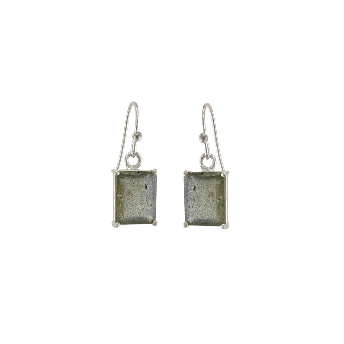 Labradorite rectangle earrings: Silver